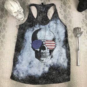 Rock and republic grey distressed skull flag tank